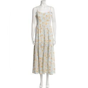 Christian Lacroix Maxi Dress Linen Blend Cottagecore Floral Size XS